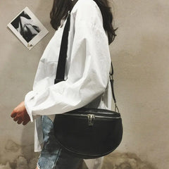 Women PU Leather Waist Bag Casual Belt Shoulder Zipper Bag