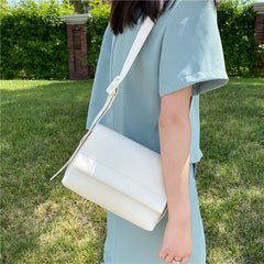 PU Shoulder Bags Hasp Wide Strap Cross Body Student All-match Texture Large Capa