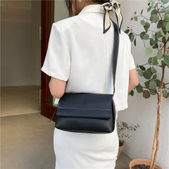 PU Shoulder Bags Hasp Wide Strap Cross Body Student All-match Texture Large Capa