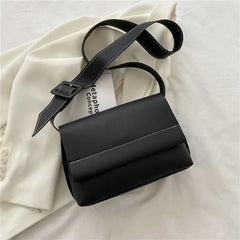 PU Shoulder Bags Hasp Wide Strap Cross Body Student All-match Texture Large Capa