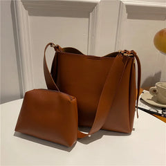 Retro Crossbody Bag Set Women PU Shoulder Bags With Wallet