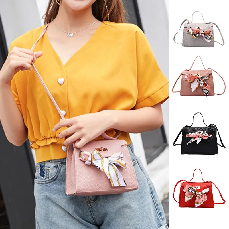 Women PU Small Cross Body Messenger Scarf Handbag Satchel Bags