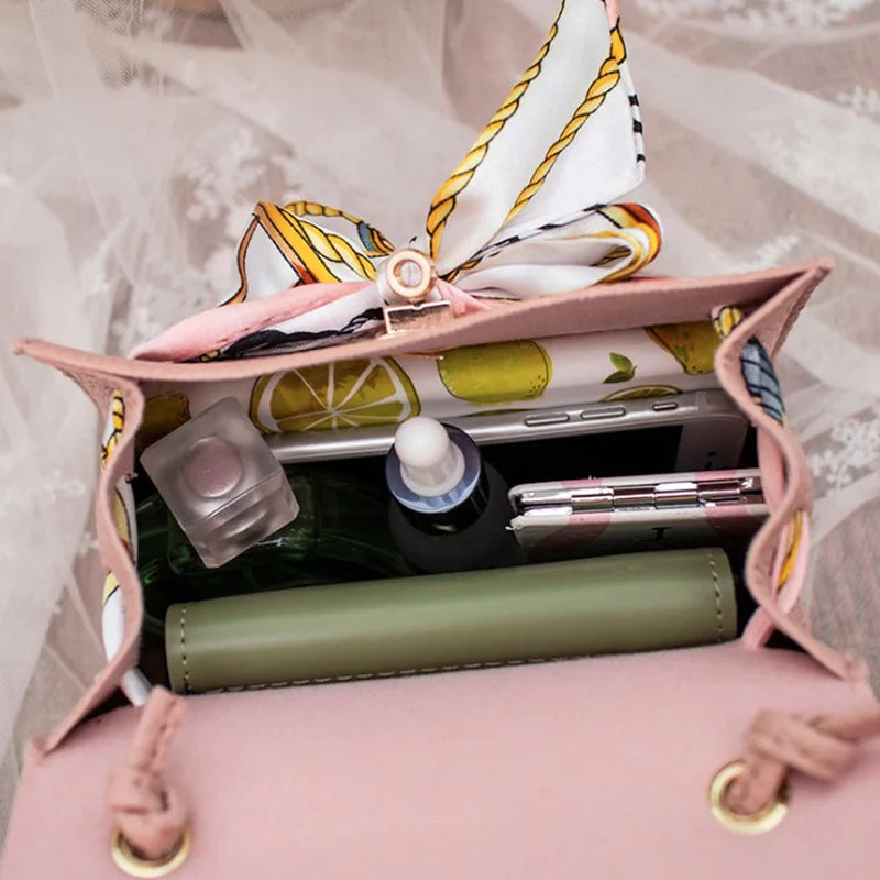 Women PU Small Cross Body Messenger Scarf Handbag Satchel Bags