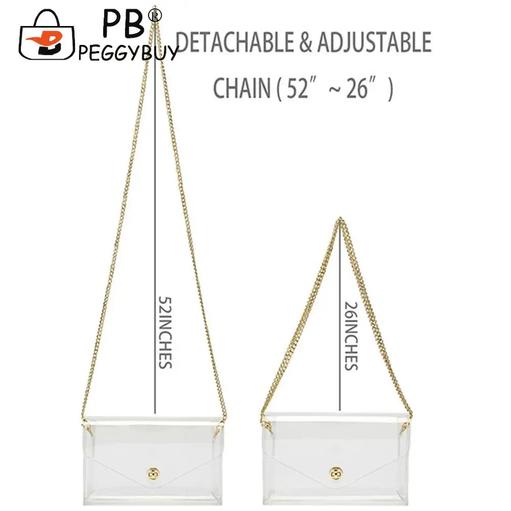 Clear PVC Clutch Chain Handbag Waterproof Crossbody Bag