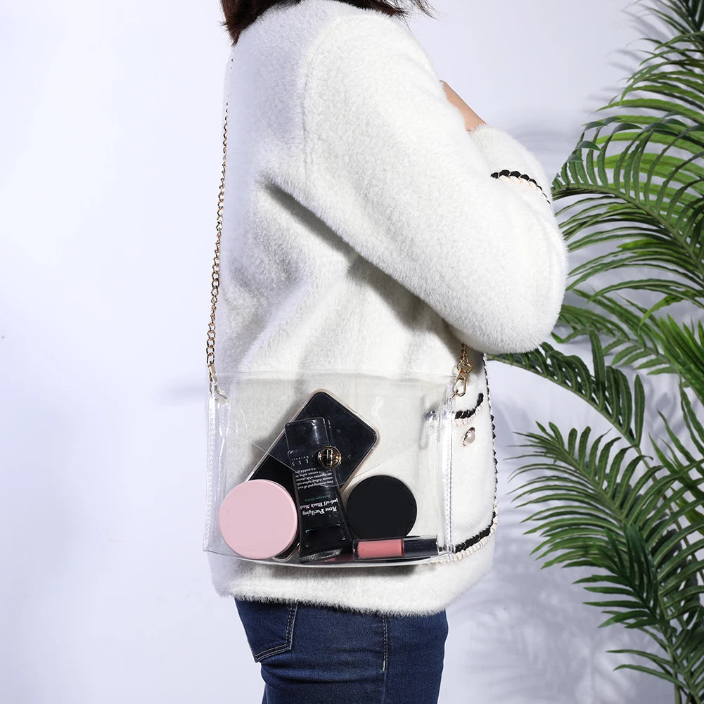Clear PVC Clutch Chain Handbag Waterproof Crossbody Bag