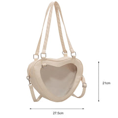 Women PVC Shoulder Bag Love Heart Shaped Handbag Totes Purse