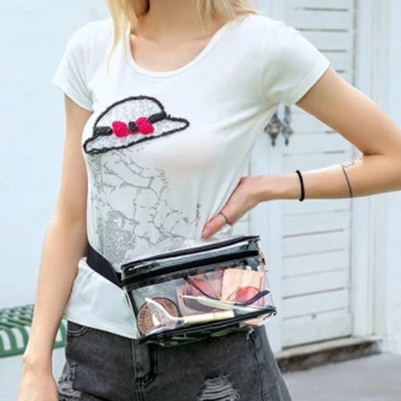 Women PVC Transparent Waist Bags Crossbody Chest Bags Casual Sports