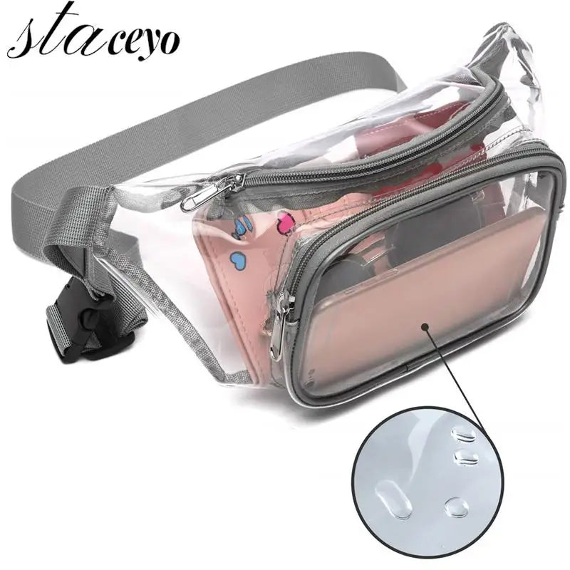 Women PVC Waist Fanny Pack Belt Bag Clear Transparent Chest Pouch