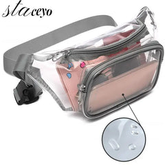 Women PVC Waist Fanny Pack Belt Bag Clear Transparent Chest Pouch