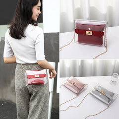 Women PVC clear bag satchel bag Transparent Shoulder Crossbody Bags