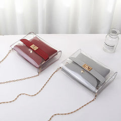 Women PVC clear bag satchel bag Transparent Shoulder Crossbody Bags
