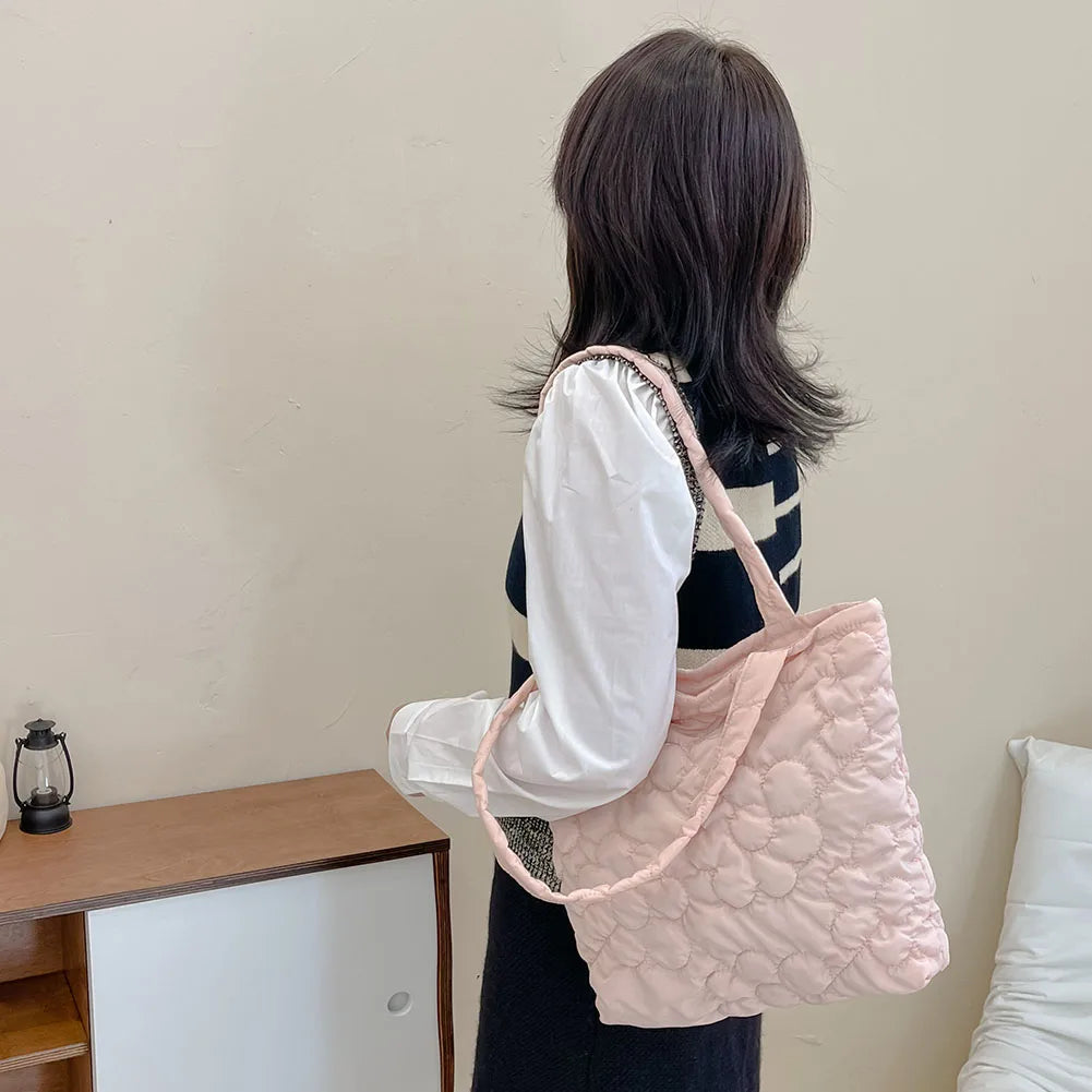 Women Padded Handbags Rhombus Shoulder Bags Quilted Purses Large Capacity Tote