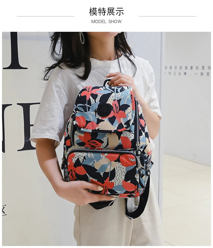Women Pastoral Style Backpack School Bags for Teenager Girls Nylon Bagpack