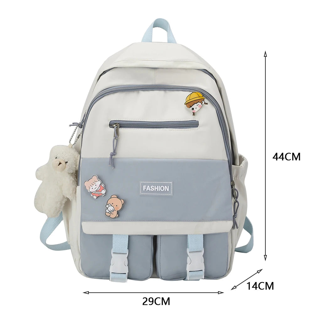 Women Patchwork Backpack Nylon Large Capacity Handbags