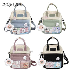 Women Patchwork Preppy Style Backpack Nylon Large Capacity
