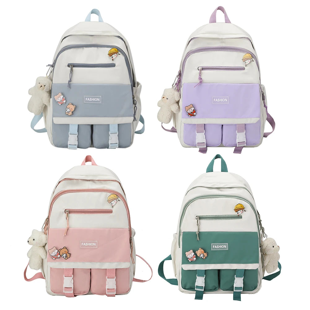 Women Patchwork Backpack Nylon Large Capacity Handbags