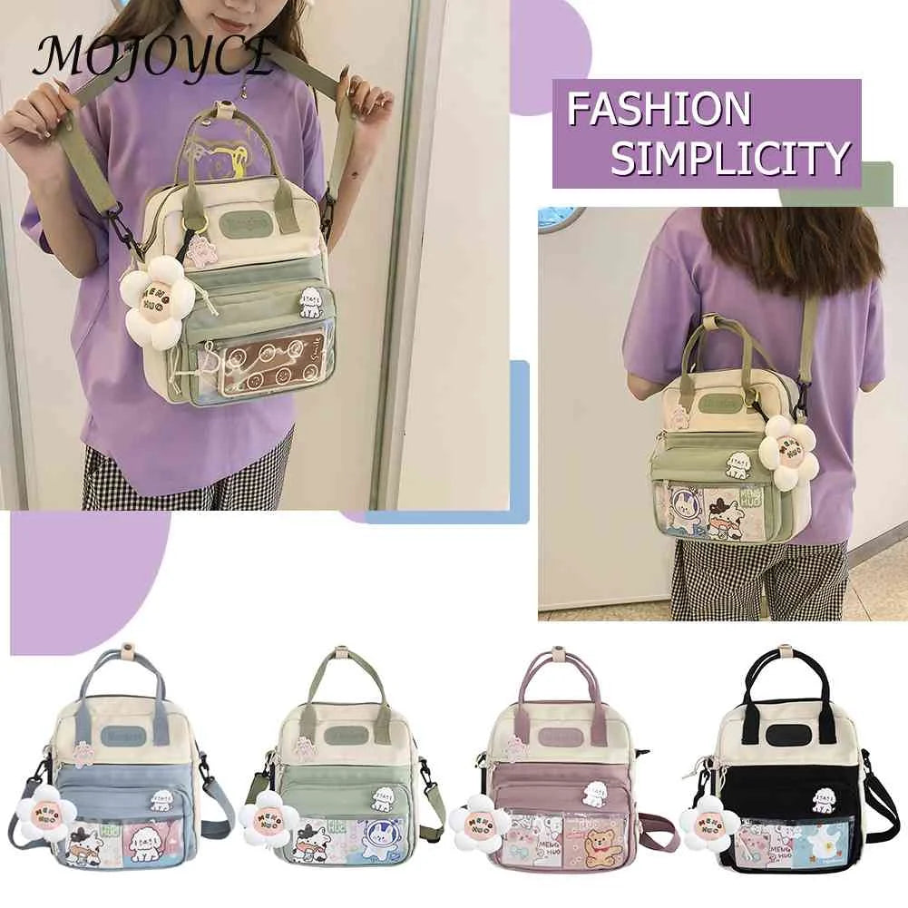 Women Preppy Style Patchwork Backpack Nylon Large Capacity Handbags