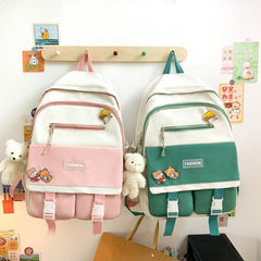 Women Patchwork Backpack Nylon Large Capacity Handbags