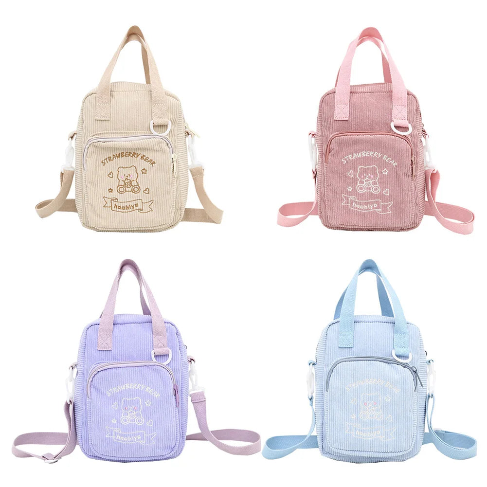 Women Patchwork Corduroy Backpack Casual Large Capacity Handbags