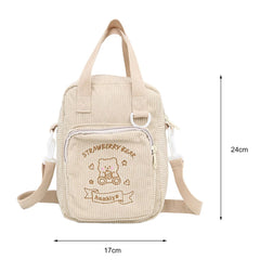 Women Patchwork Corduroy Backpack Casual Large Capacity Handbags