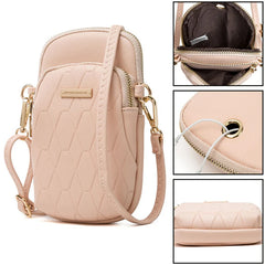 Women Phone Crossbody Bag Rhomboids PU Leather Wallet Purse