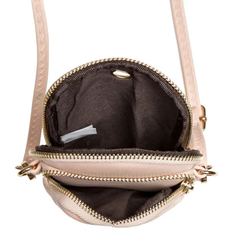 Women Phone Crossbody Bag Rhomboids PU Leather Wallet Purse
