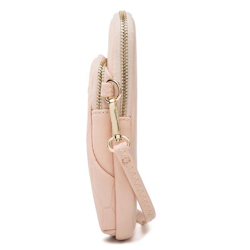 Women Phone Crossbody Bag Rhomboids PU Leather Wallet Purse