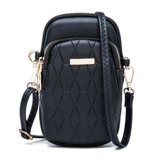 Women Phone Crossbody Bag Rhomboids PU Leather Wallet Purse