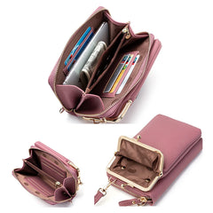 Women Phone Crossbody Bag PU Leather Mini Shoulder Messenger Bag