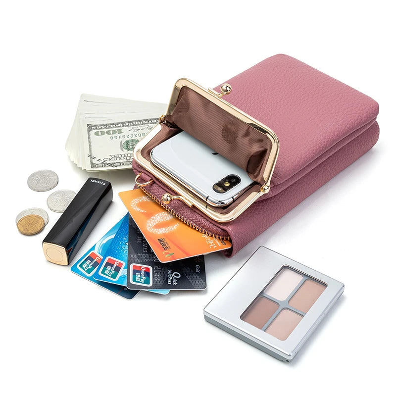 Women Phone Crossbody Bag PU Leather Mini Shoulder Messenger Bag