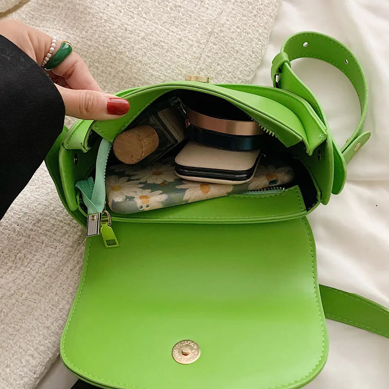 Women Pink Messenger Bags Shoulder Bags Green Orange PU Leather Crossbody Bags