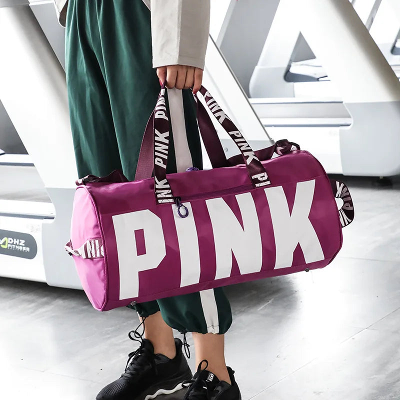 Pink Fitness Training Duffle Bag Large Capacity Waterproof Storage