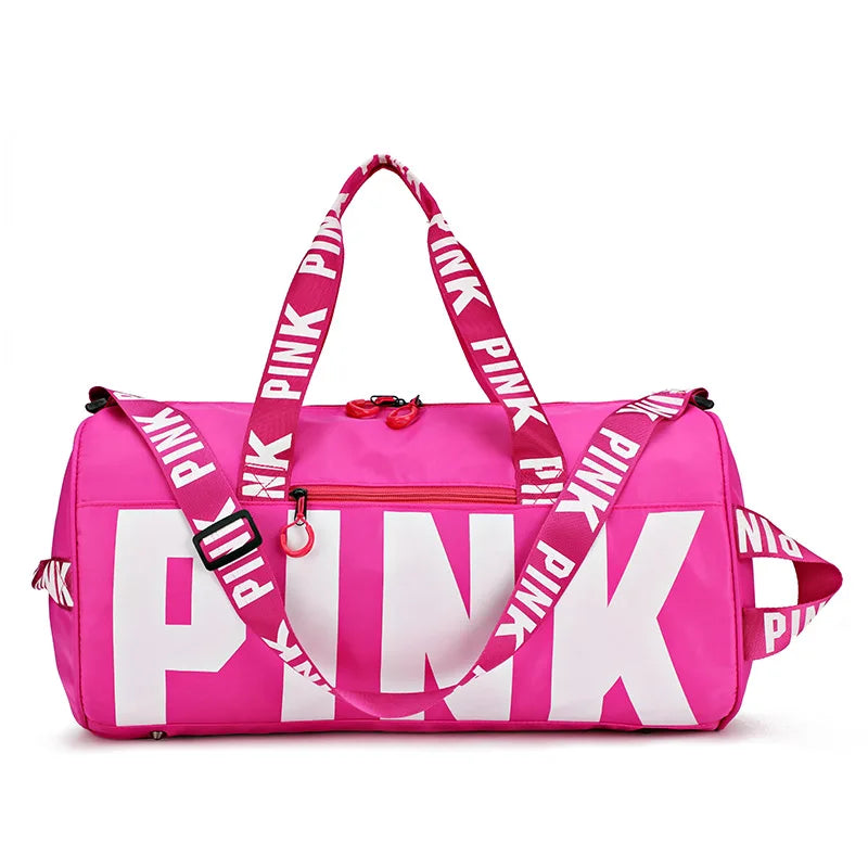 Pink Fitness Training Duffle Bag Large Capacity Waterproof Storage