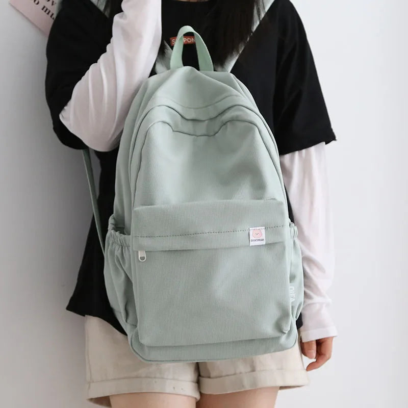 Women Plaid Backpack Waterproof Nylon Travel Bag Schoolbag