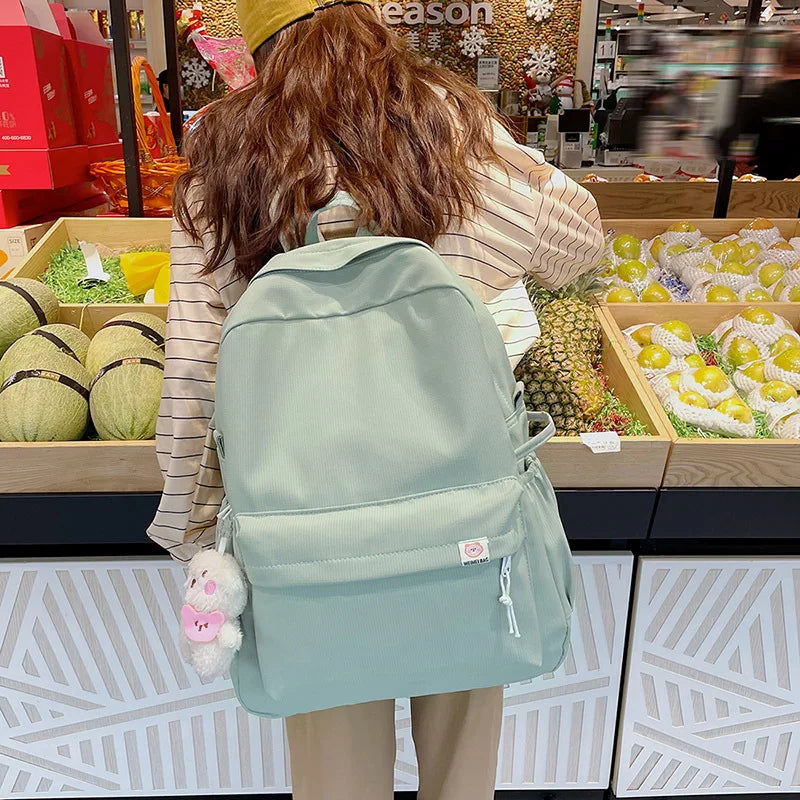 Women Plaid Backpack Waterproof Nylon Travel Bag Schoolbag