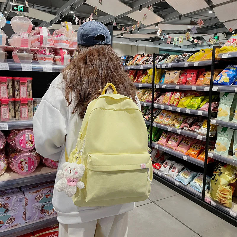 Women Plaid Backpack Waterproof Nylon Travel Bag Schoolbag