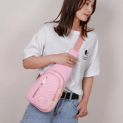 Women Plaid Chest Bag Crossbody Sling Chest Pack Casual Travel