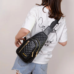 Women Plaid Chest Bag Crossbody Sling Chest Pack Casual Travel