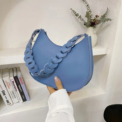 Women Weaving Handle Shoulder Bag Underarm Handbag