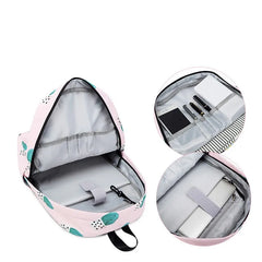Women Plant Printing School Backpack Cactus Travel Laptop Knapsack