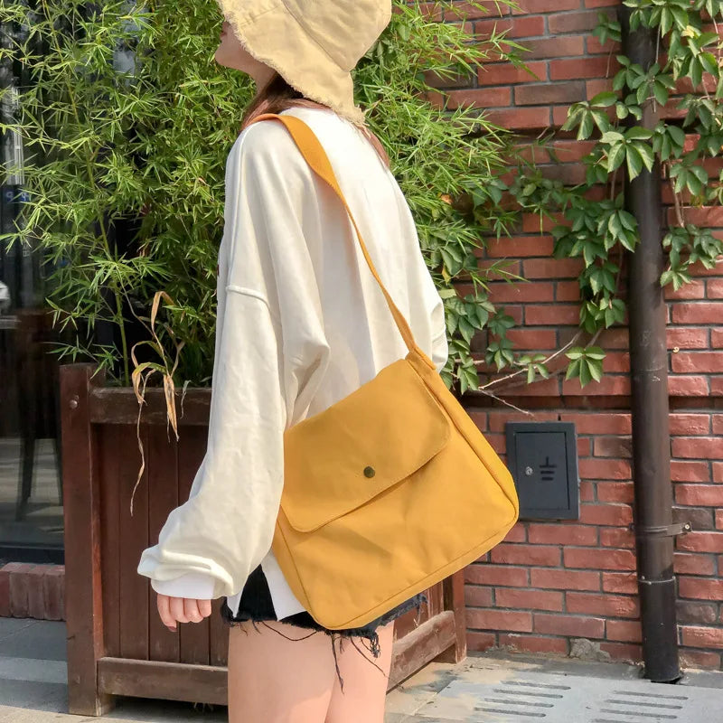 Women Platelet Cartoon Canvas Crossbody Bag Large Messenger Bag