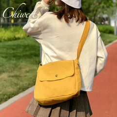 Women Platelet Cartoon Canvas Crossbody Bag Large Messenger Bag