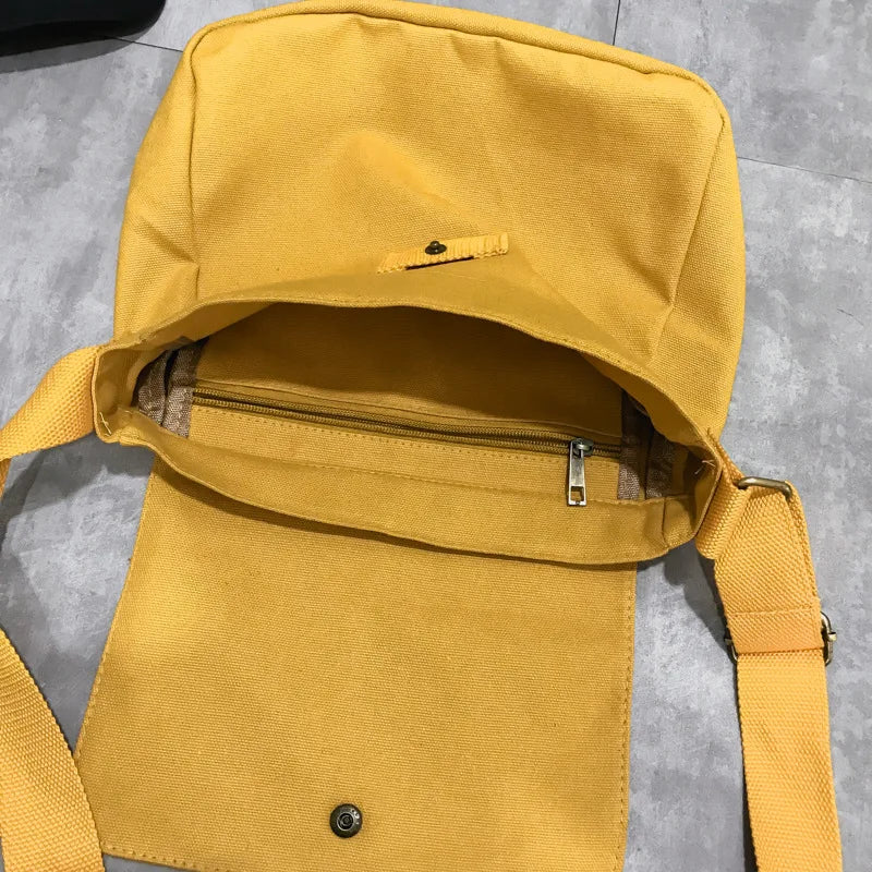 Women Platelet Cartoon Canvas Crossbody Bag Large Messenger Bag