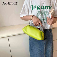 Women Pleated Shoulder Crossbody Bag Rhinestones Chain Small Handbags