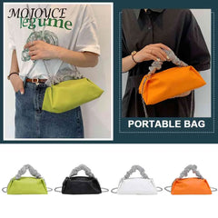Women Pleated Shoulder Crossbody Bag Rhinestones Chain Small Handbags