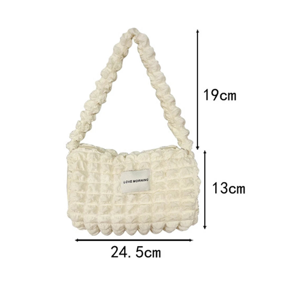 Women Pleated Handbag Large Capacity Shoulder Bag Female Bubble Flo