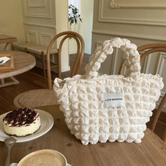 Women Pleated Handbag Large Capacity Shoulder Bag Female Bubble Flo