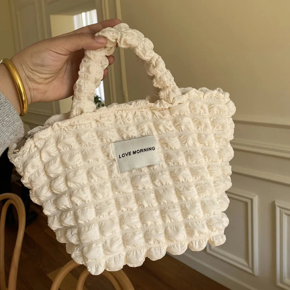 Women Pleated Handbag Large Capacity Shoulder Bag Female Bubble Flo