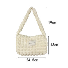 Women Pleated Handbag Large Capacity Shoulder Bag Female Bubble Flo