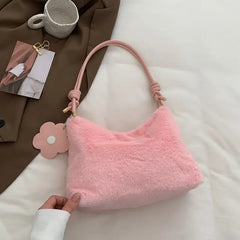 Women Plush Bags Party Soft Plush Handbags Winter Clutches Bag